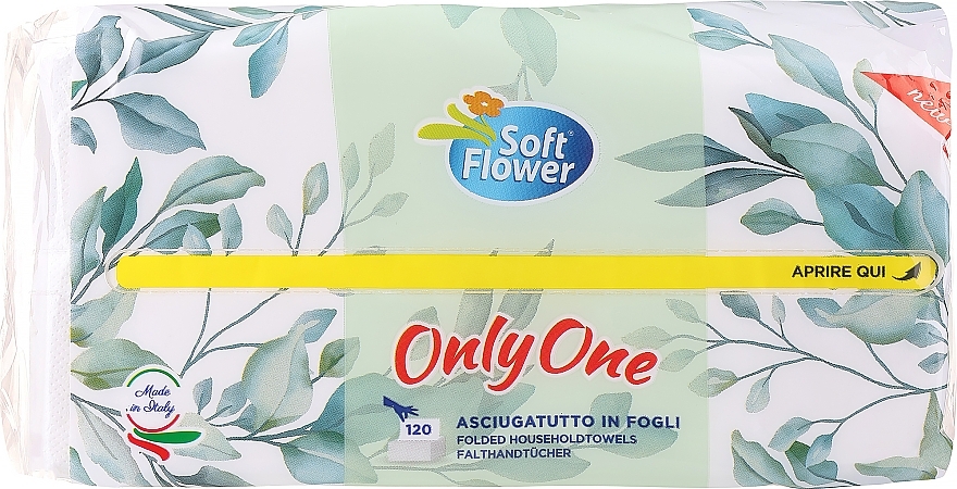 Салфетки двухслойные, 120 шт., листья - Soft Flower Only One — фото N1
