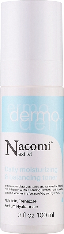 Увлажняющий тонер для сухой и чувствительной кожи - Nacomi Dermo Daily Moisturizing & Balancing Toner — фото N1