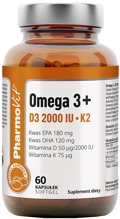 Харчова добавка "Omega 3 + D3 2000 IU + K2" - Pharmovit — фото N1