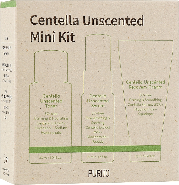 УЦЕНКА Набор миниатюр с центеллой - Purito Seoul Wonder Releaf Centella Mini Kit Unscented (toner/30ml + serum/15ml + cream/15ml) * — фото N5