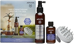 Парфумерія, косметика Набір - Apivita Hair Strengthening Routine For Man (h/lot/150ml + shm/75ml + mass/brush/1pcs)