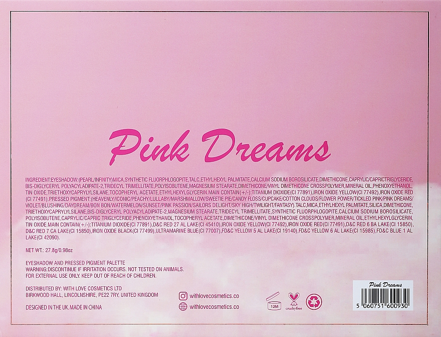 Палетка теней для век - With Love Cosmetics Pink Dreams Palette — фото N3