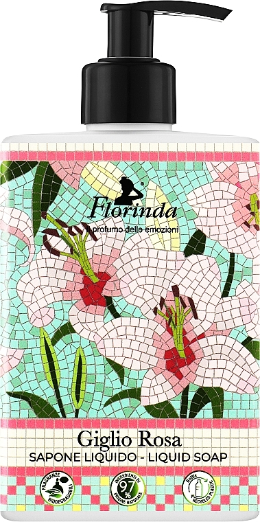Мило рідке "Рожева лілія" - Florinda Mosaici Italiani Liquid Soap — фото N1