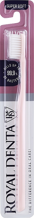 Зубная щетка экстрамягкая с серебром, светло-розовая - Royal Denta Silver Super Soft — фото N1