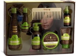 Парфумерія, косметика Набір - Macadamia Natural Oil (shm/300ml + cond/60ml + means/125ml + mask/250ml + spr/60ml + cond/60ml + brush)