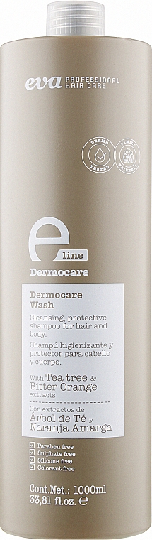 Захисний шампунь для волосся - Eva Professional E-line Dermocare Wash Shampoo — фото N1
