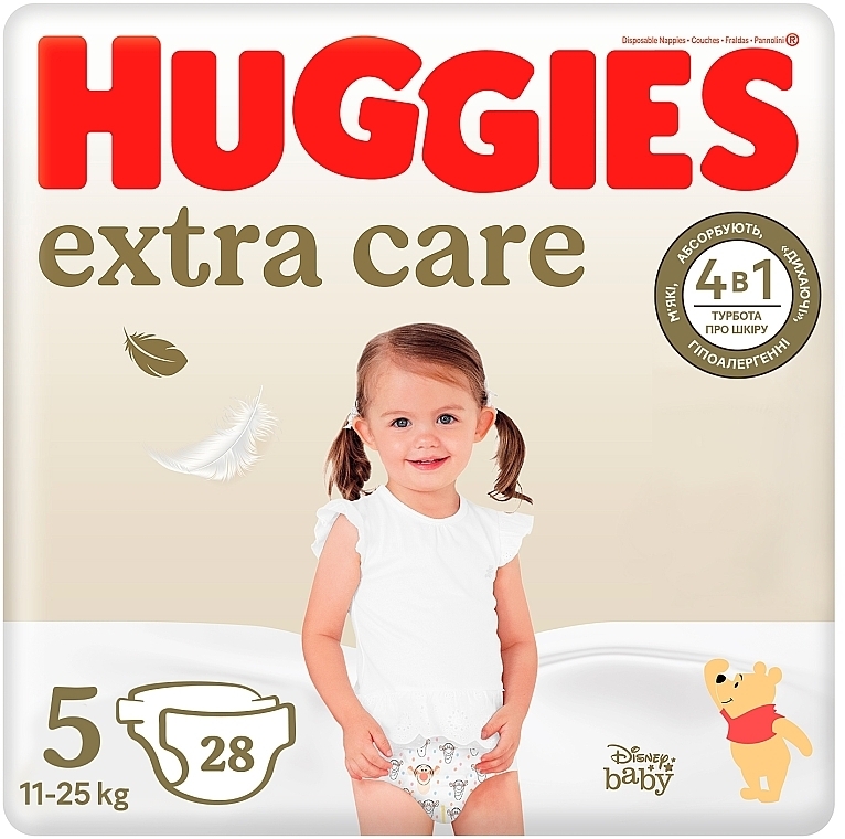 Підгузники Extra Care, розмір 5 (11-25 кг), 28 шт. - Huggies — фото N1