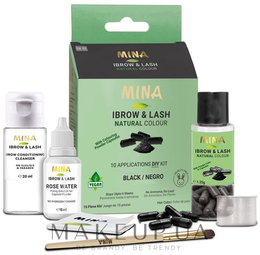 Краска для бровей в капсулах - Mina Ibrow & Lash Natural — фото Черный