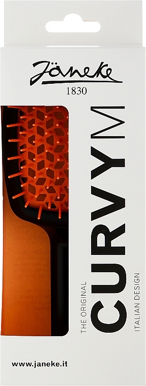 Расческа для волос, черно-оранжевая - Janeke CurvyM Extreme Volume Brush  — фото N2