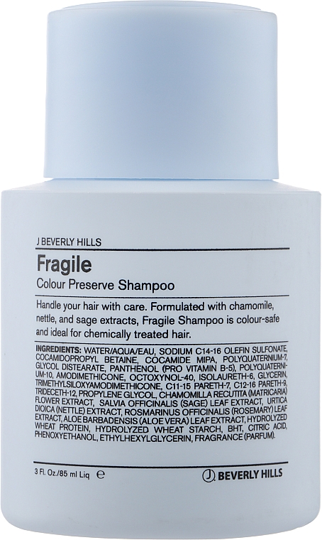 Шампунь для фарбованого й пошкодженого волосся - J Beverly Hills Blue Colour Fragile Colour Preserve Shampoo — фото N1