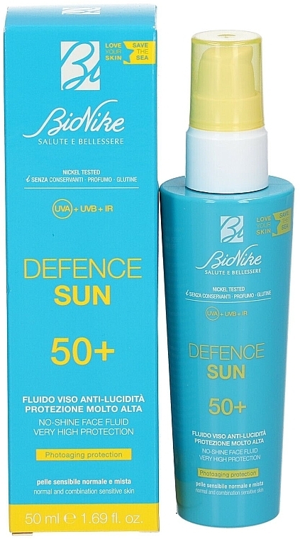Сонцезахисний флюїд для обличчя - BioNike Defence Sun SPF50+ No-Shine Face Fluid — фото N2