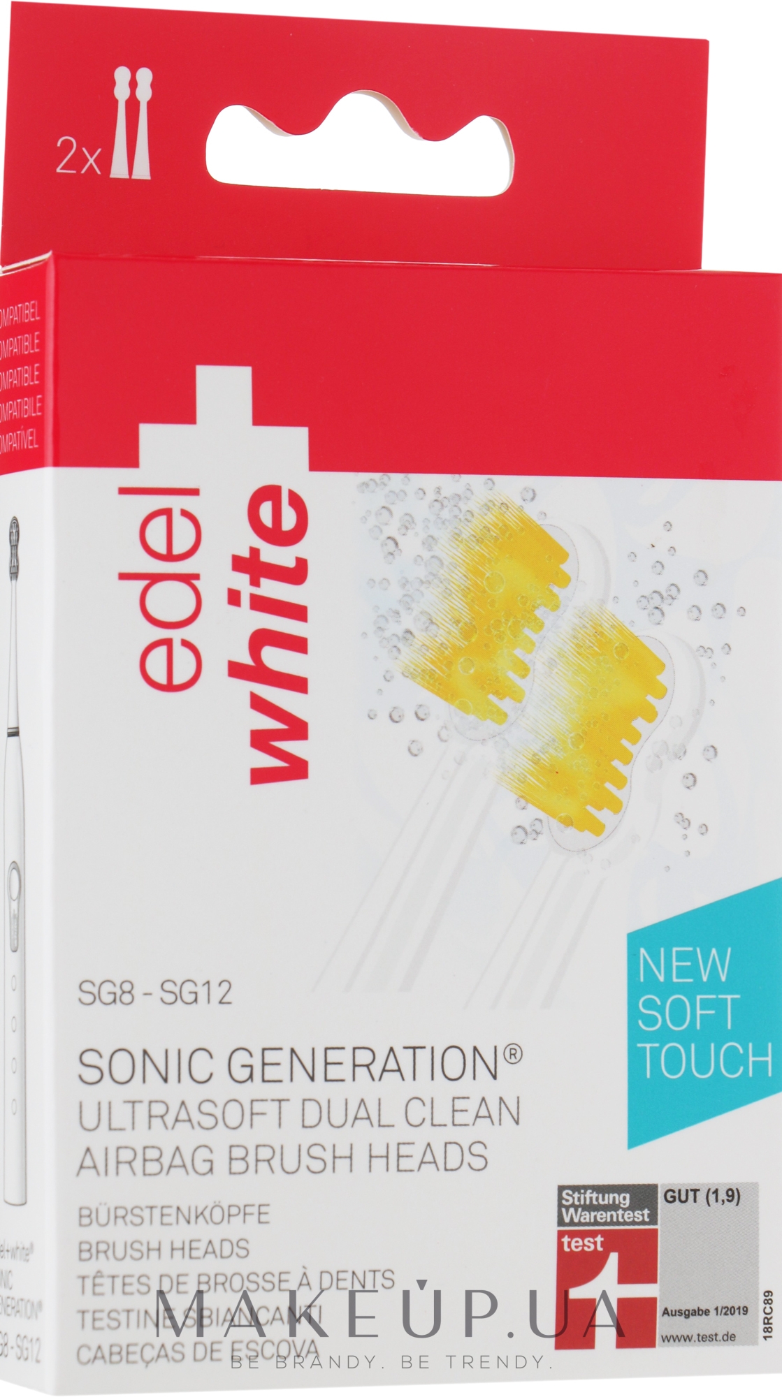 Насадки для зубной щетки "Ультрамягкое двойное очищение" - Dual Clean Edel+White Sonic Generation — фото 2шт