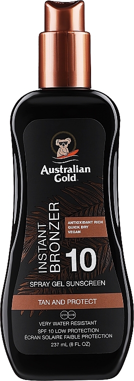 Солнцезащитный гель-спрей с быстрым бронзером - Australian Gold Sunscreen Spf10 Spray Gel With Instant Bronzer — фото N1