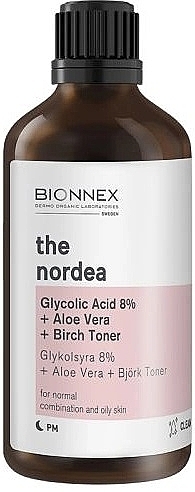 Тонер для обличчя - Bionnex The Nordea Glycolic Acid %8 + Aloe Vera + Birch Toner — фото N1