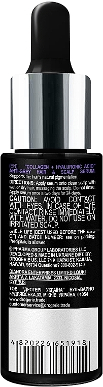 Сыворотка против седины - Pharma Group Laboratories Collagen & Hyaluronic Acid Anti-Grey Hair & Scalp Serum — фото N2