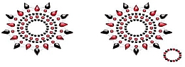 Парфумерія, косметика Набір прикрас із кристалів для грудей і пупка, чорно-червоні - Petits Joujoux Gloria Set Black-Red