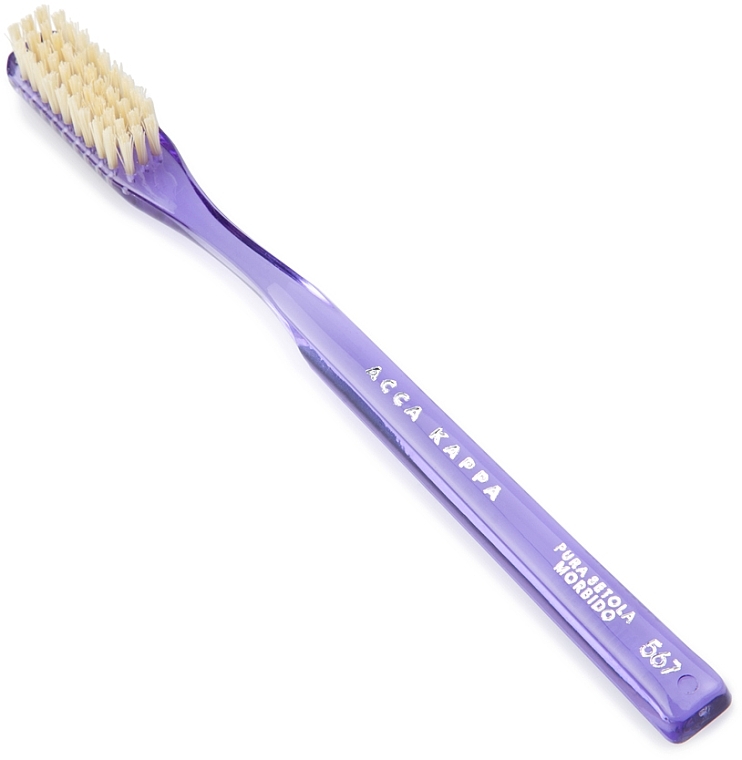 Зубна щітка, фіолетова - Acca Kappa Medium Pure Bristle Toothbrush Model 568 — фото N1