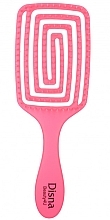 Гребінець для волосся прямокутний продувний, 23 см, рожевий - Disna Beauty4U Puzzle Brush — фото N1
