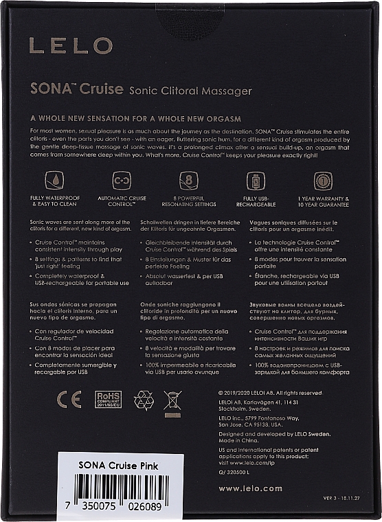 Вибратор, розовый - Lelo Sona Cruise Sonic Clitoral Massager — фото N2