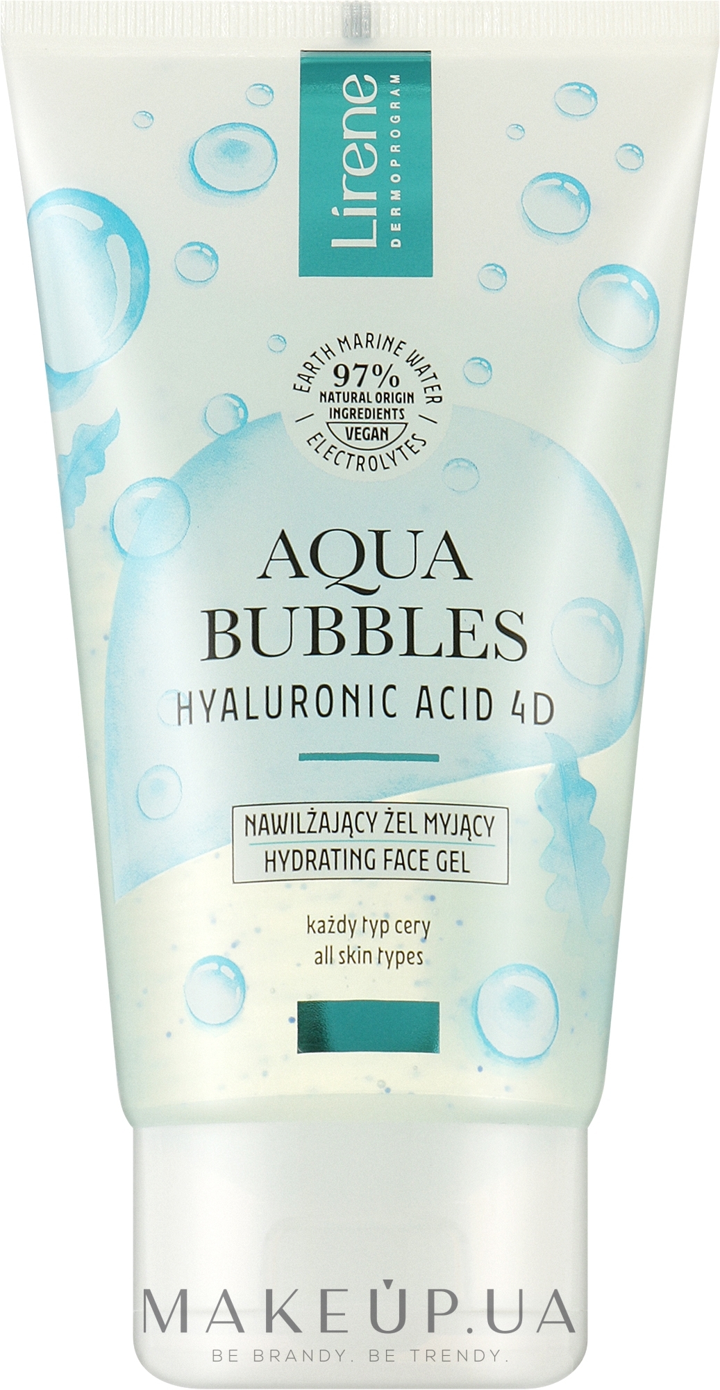 Увлажняющий гель для лица - Lirene Aqua Bubbles Hyaluronic Acid 4D Moisturizing Washing Gel — фото 150ml