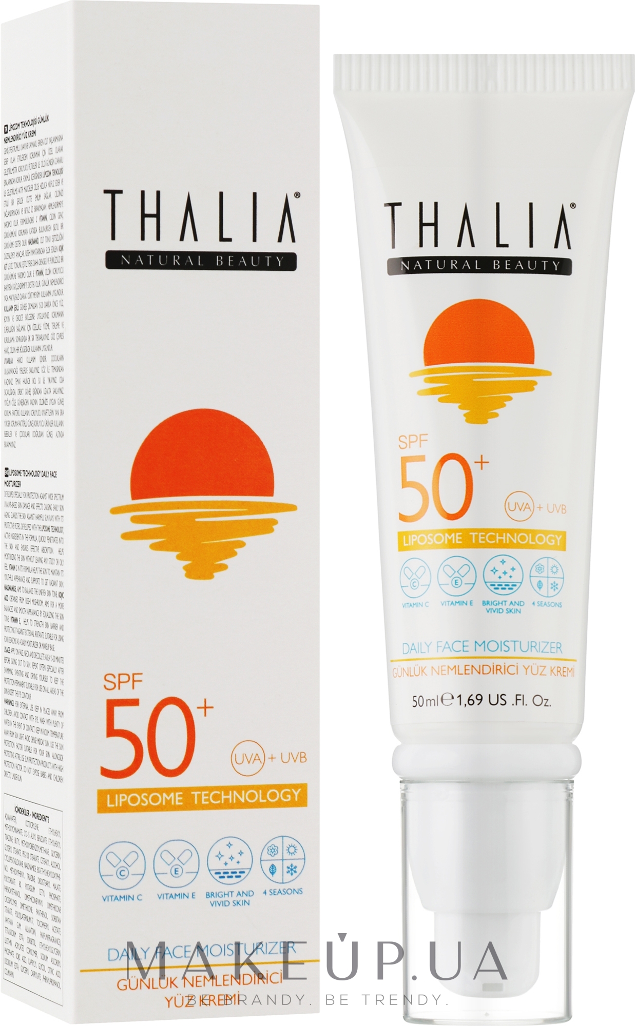 Солнцезащитный увлажняющий крем-протектор для лица SPF 50+ - Thalia — фото 50ml