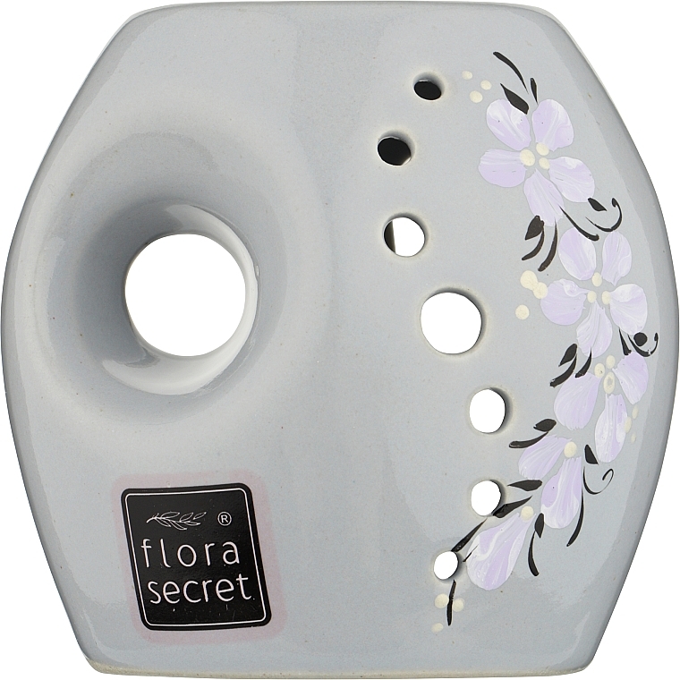 Аромалампа "Ірис", сіра з бузковими квітами - Flora Secret — фото N1