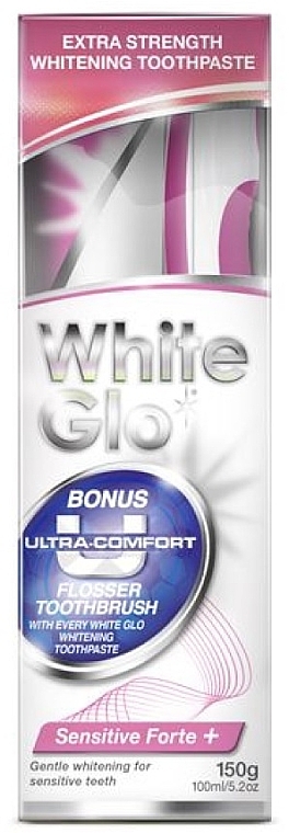 Набір - White Glo Sensitive Forte + Extra Strength Whitening Set (t/paste/100ml + t/brush/1 + dental/flosser) — фото N1