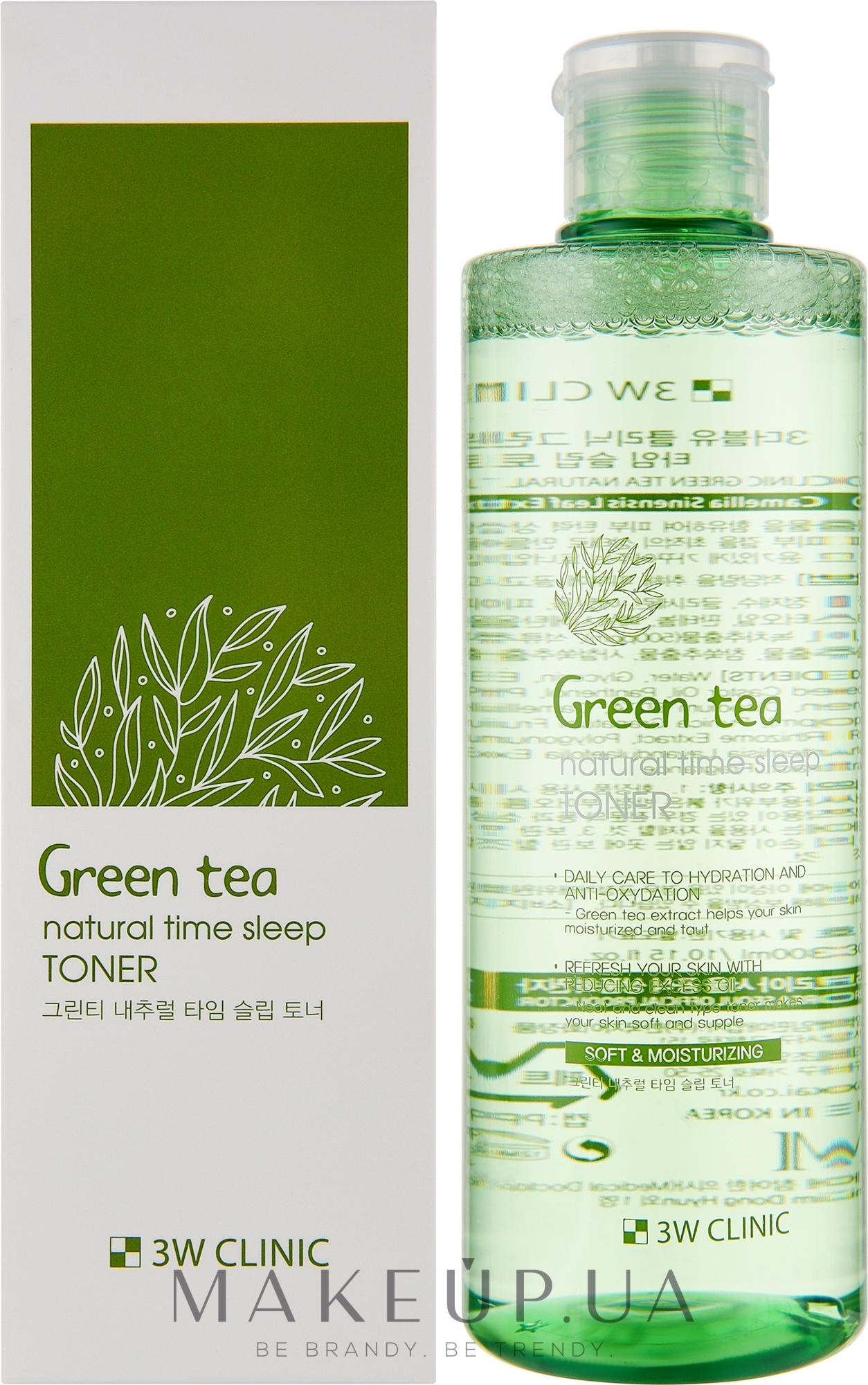 Тонер для обличчя з екстрактом зеленого чаю - 3W Clinic Green Tea Natural Time Sleep Toner — фото 300ml