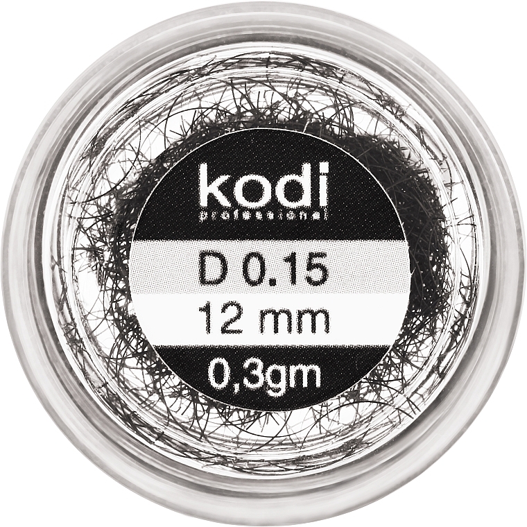 Накладні вії у банці D 0.15 (12 mm: 1.3 g) - Kodi Professional — фото N1