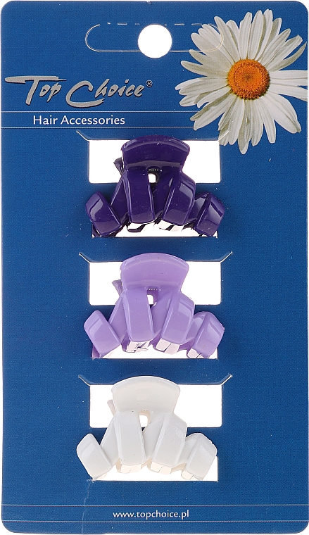 Заколка для волос 24122, белая, фиолетовая, синяя - Top Choice — фото N1