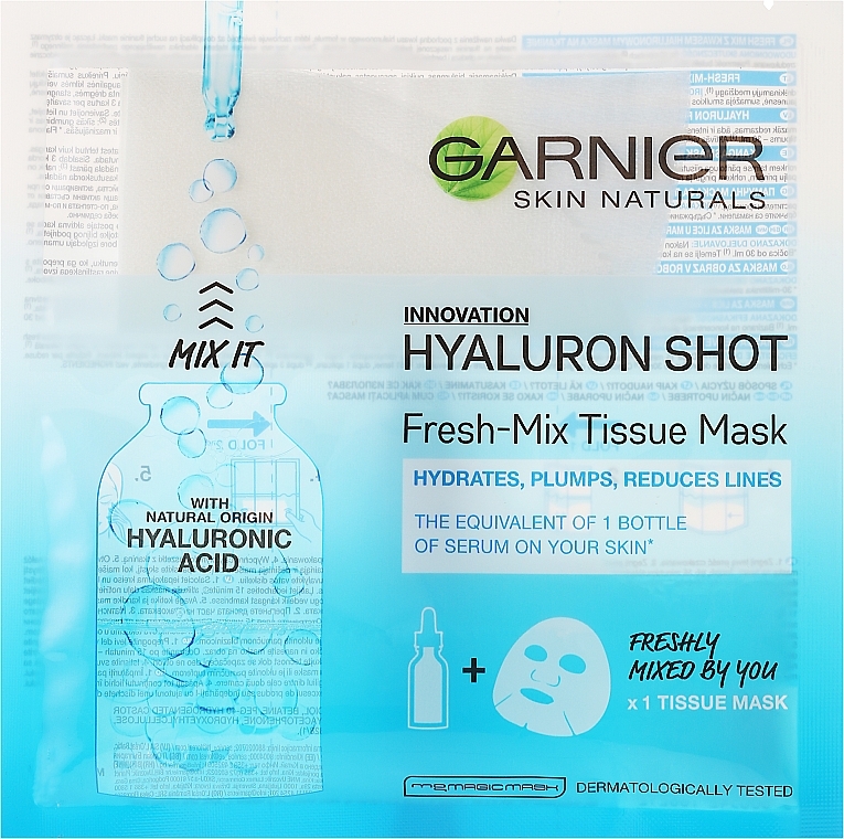 Тканевая маска с гиалуроновой кислотой - Garnier SkinActive Fresh-Mix Sheet Mask With Hyaluronic Acid — фото N1