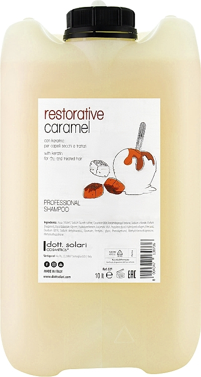 Шампунь з кератином для сухого і пошкодженого волосся - Dott. Solari Restorative Caramel Shampoo Salon Size — фото N1