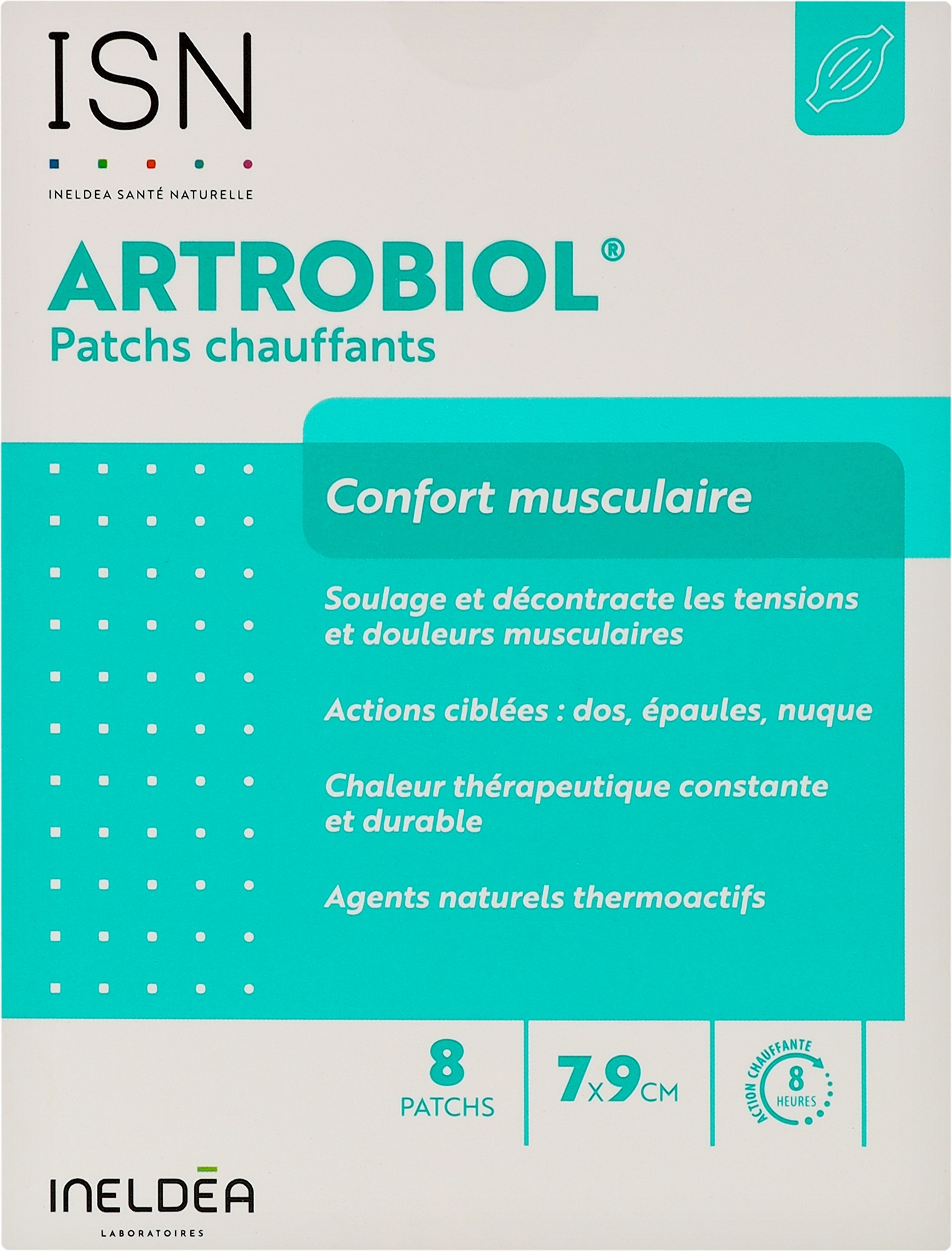 Розігріваючі патчі "ARTROBIOL PATCHS CHAUFFANTS" для зняття м'язового болю та напруги - Ineldea Sante Naturelle — фото 8шт