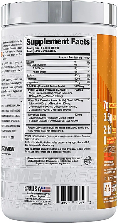 Комплекс аминокислот со вкусом апельсина и манго - AP Sports Regimen BCAA + EAA + Hydro Orange You Mango — фото N2