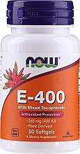 Витамин Е-400 с комплексом Токоферолов, в капсулах - Now Foods E-400 With Mixed Tocopherols Softgels — фото N1