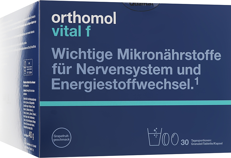 Вітаміни, гранули + капсули + таблетки зі стевією (30 днів) - Orthomol Vital F — фото N1