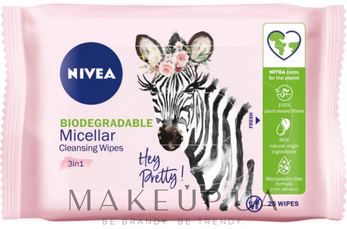 Біорозкладні міцелярні серветки для зняття макіяжу, 25 шт. - NIVEA Biodegradable Micellar Cleansing Wipes 3 In 1 — фото 25шт