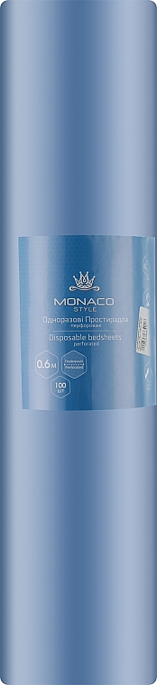 Простирадла одноразові, перфорація, 0.6 м х 1.8 м, 100 шт, блакитні - Monaco Style — фото N1