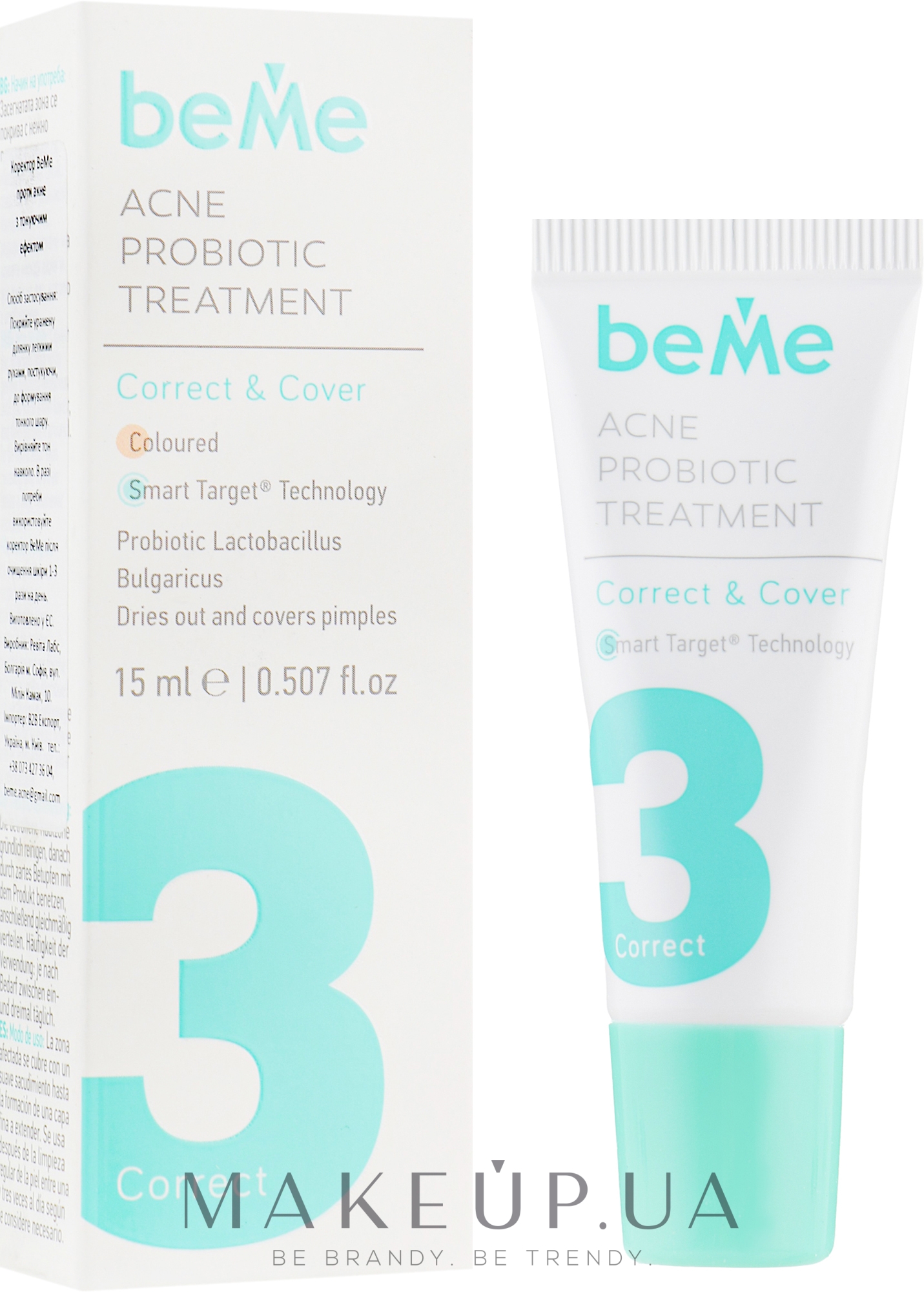 Крем-коректор тонувальний проти акне 3 - BeMe Correct and Cover Cream — фото 15ml