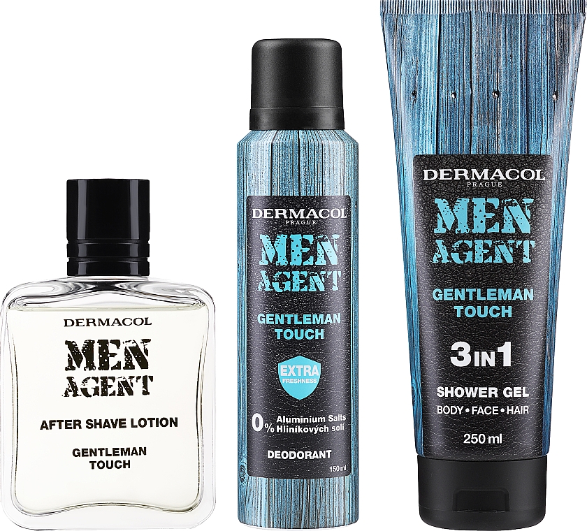 Набір - Dermacol Men Agent Gentleman Touch I(after/shave/lotion/100ml + sh/gel/250ml + deo/spray/150ml) — фото N2