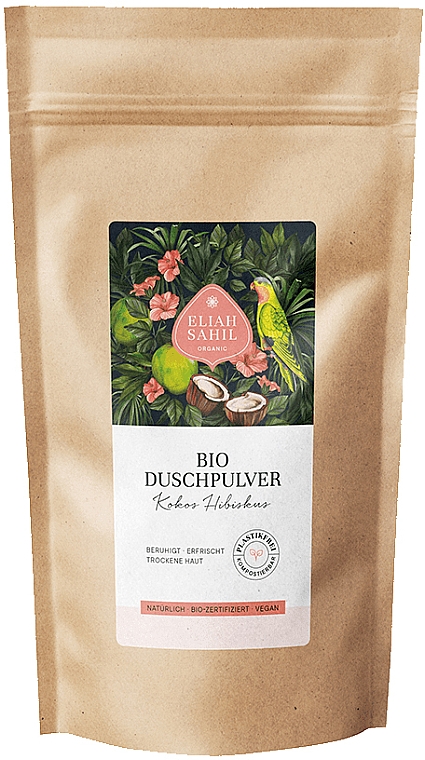 Очищающая пудра для душа "Кокос и гибискус" - Eliah Sahil Organic Shower Powder Coconut Hibiscus Refill — фото N1
