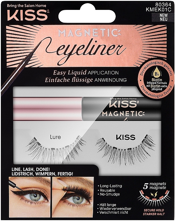 Набір - Kiss Magnetic Eyeliner & Lash Kit Lure (eyeliner/5g + lashes) — фото N1