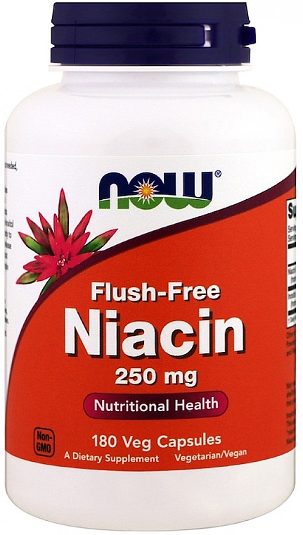 Харчова добавка "Ніацин (Вітамін В3)", 250 мг - Now Foods Flush-Free Niacin — фото N2