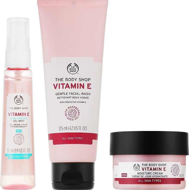 Набір - The Body Shop Happy & Hydrated Vitamin E Skincare Gift Christmas Gift Set (gel/125ml + cr/50ml + spray/57ml) — фото N2