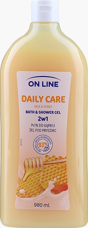 Гель для душу 2 в 1 "Молоко й мед" - On Line Daily Care Milk & Honey Bath & Shower Gel — фото N1