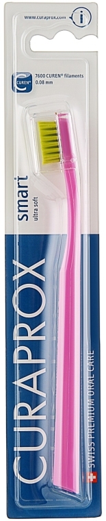 Зубная щетка для детей "CS Smart" (от 5 лет), розовая, салатовая щетина - Curaprox