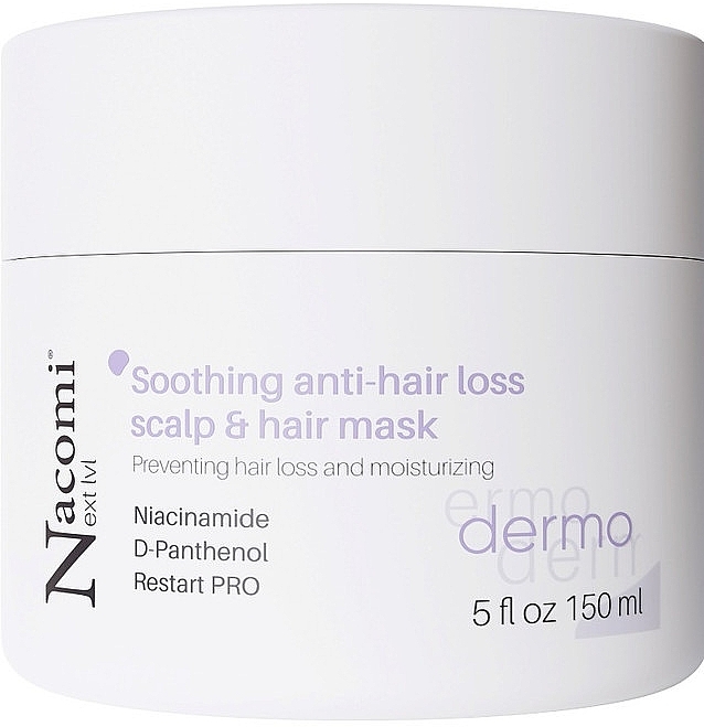 Заспокійлива маска для шкіри голови та волосся, проти випадання волосся - Nacomi Next Level Dermo Soothing Anti-Hair Loss Scalp & Hair Mask — фото N1