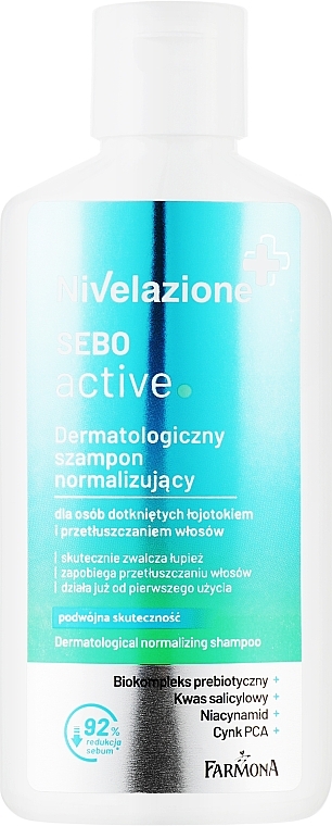 Нормализующий шампунь для жирных волос и себорейной кожи головы - Farmona Nivelazione Sebo Active Dermatological Normalizing Shampoo — фото N1