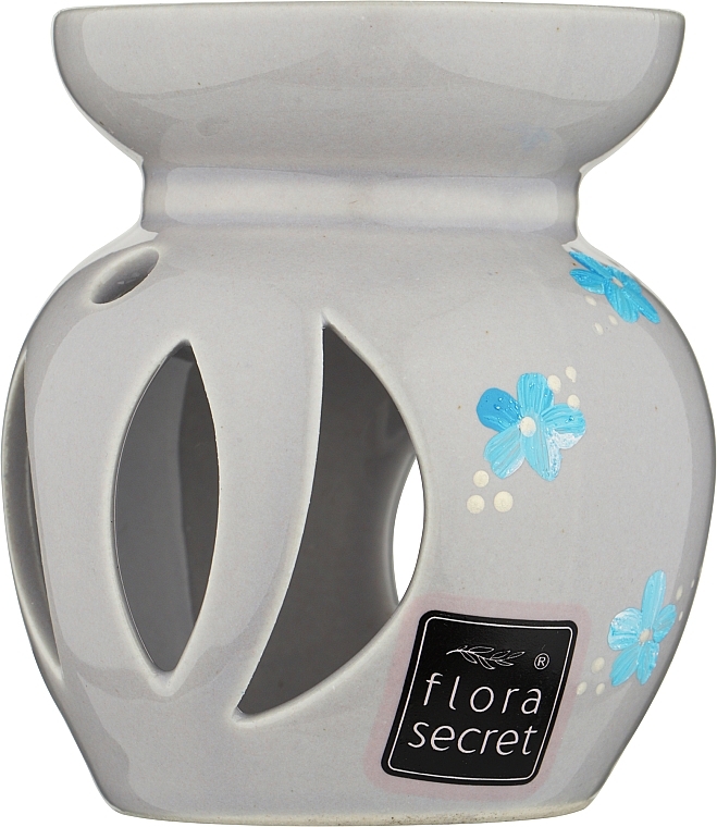 Аромалампа "Тыква" серая с синими цветами - Flora Secret — фото N1