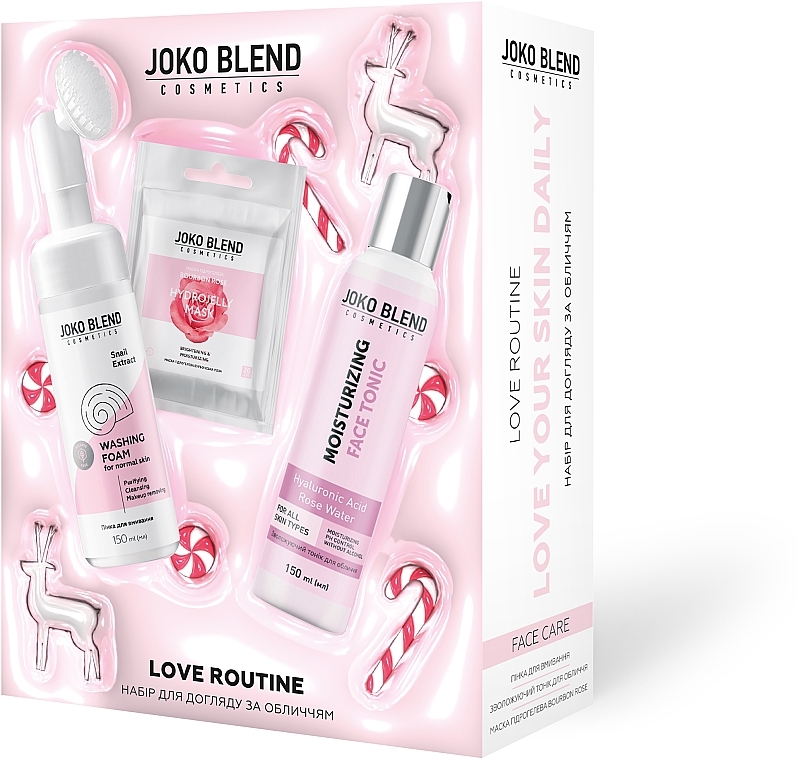 Набір новорічний для догляду за обличчям - Joko Blend Love Routine (f/foam/150ml + toner/150ml + f/mask/20g) — фото N1